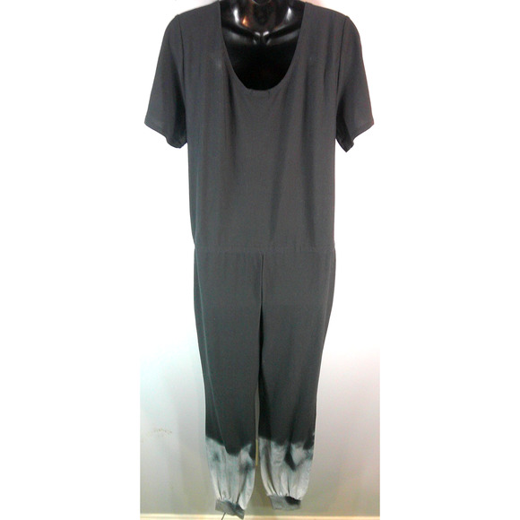 LuLaRoe Black & Gray Short Sleeve Jumper Women's Medium V-Neck Elastic Tie Waist - Picture 1 of 5